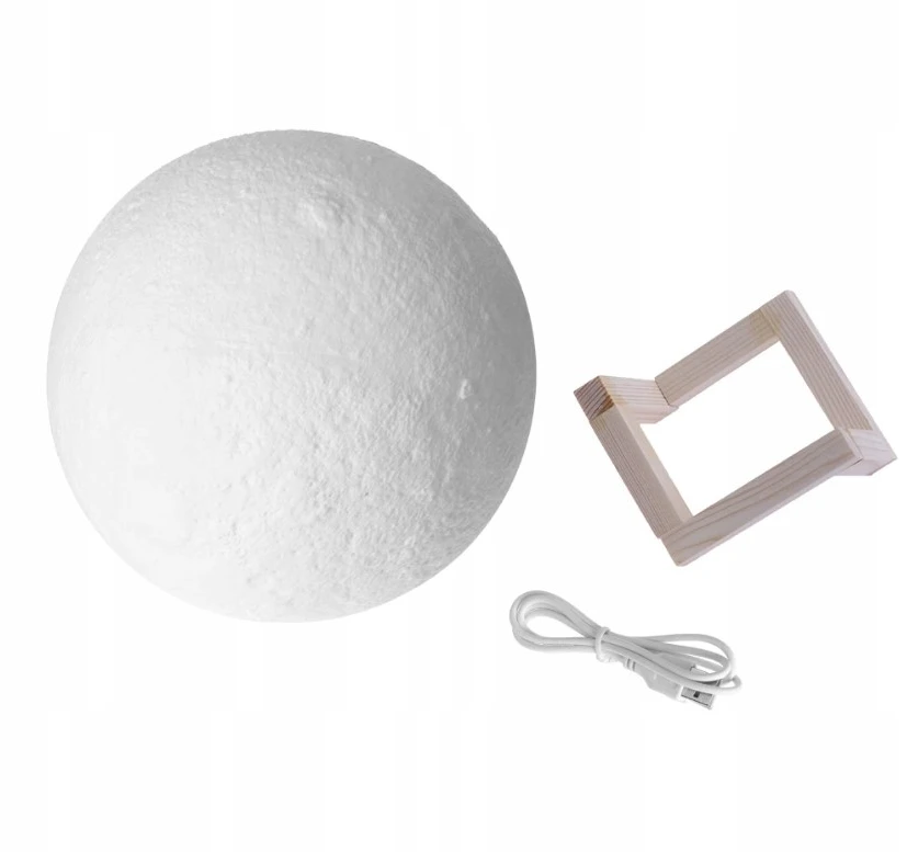 Bez Marki Lampka nocna KSIĘŻYC 3D moon light KULA na szafkę ze stojakiem podstawka US