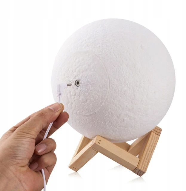 Bez Marki Lampka nocna KSIĘŻYC 3D moon light KULA na szafkę ze stojakiem podstawka US