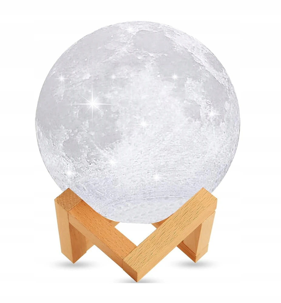 Bez Marki Lampka nocna KSIĘŻYC 3D moon light KULA na szafkę ze stojakiem podstawka US