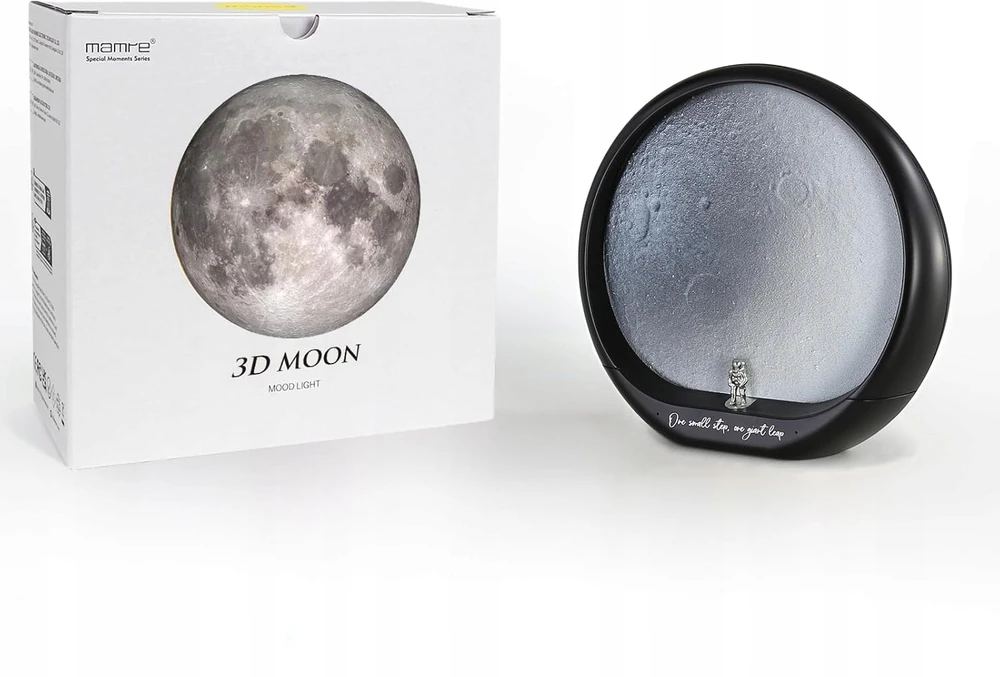 Bez Marki Lampka nocna księżyc astronauta LED USB 19x19cm dotykowa 3 barwy ściemniana