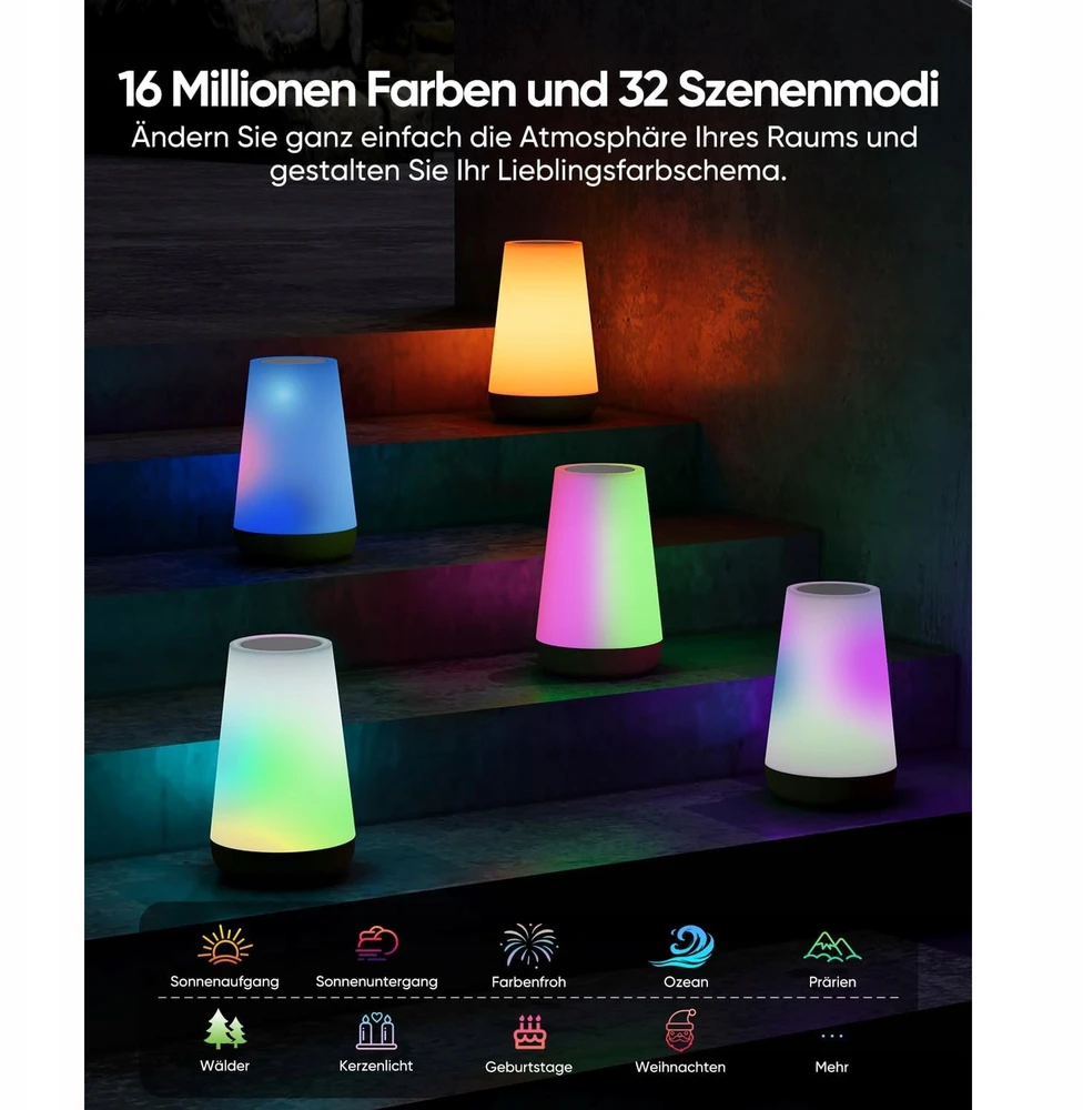 Bez Marki Lampka nocna lampa stołowa LED inteligentna lampka WiFi RGB su timerem 5W