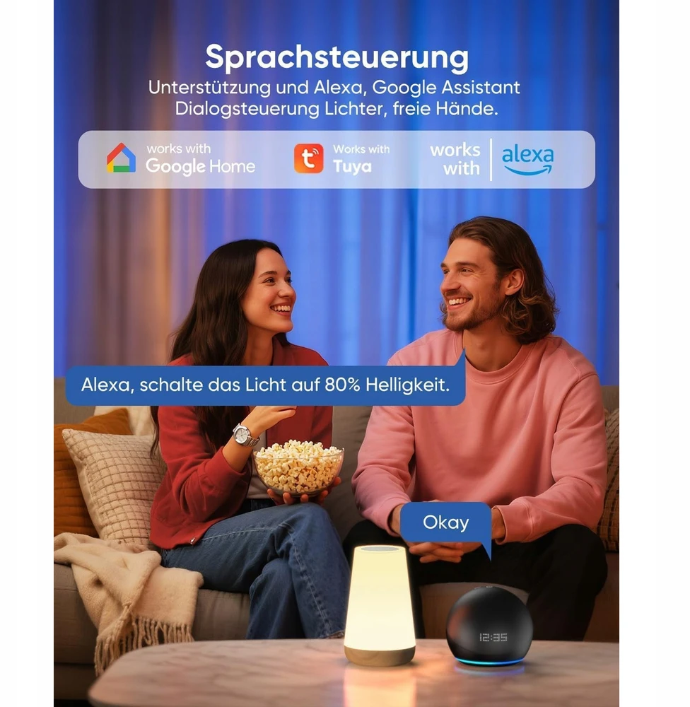 Bez Marki Lampka nocna lampa stołowa LED inteligentna lampka WiFi RGB su timerem 5W