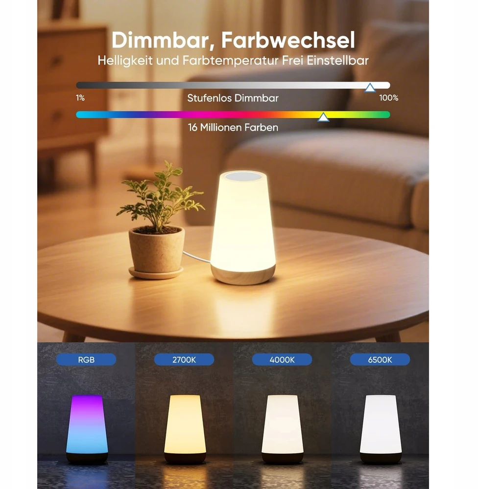 Bez Marki Lampka nocna lampa stołowa LED inteligentna lampka WiFi RGB su timerem 5W
