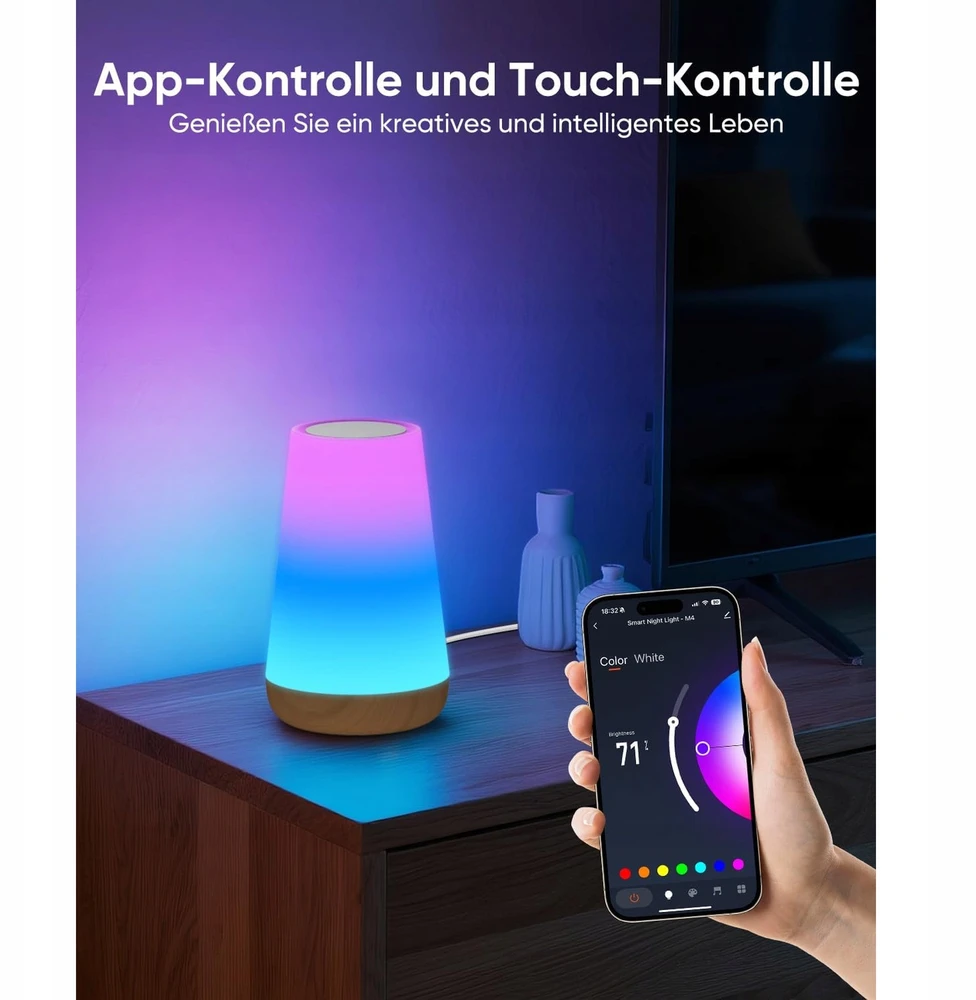 Bez Marki Lampka nocna lampa stołowa LED inteligentna lampka WiFi RGB su timerem 5W