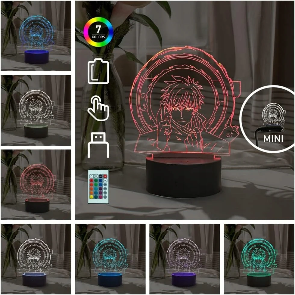 Bez Marki Lampka nocna LED 3D ANIME NARUTO hologram MINI USB 2xpanele