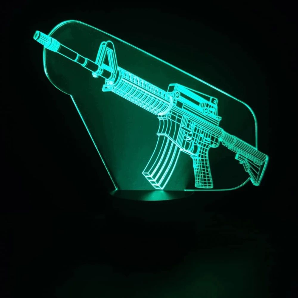 Bez Marki Lampka Nocna LED 3D Karabin 16 Kolorów Pilot USB Dekoracyjna