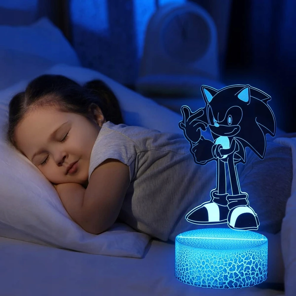 Bez Marki Lampka nocna LED 3D SONIC hologram 4xpanele ŚWIATŁO LED DEKORACJA USB Pultas