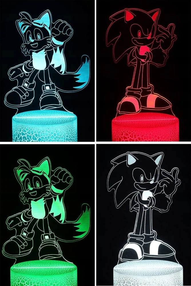 Bez Marki Lampka nocna LED 3D SONIC hologram 4xpanele ŚWIATŁO LED DEKORACJA USB Pultas