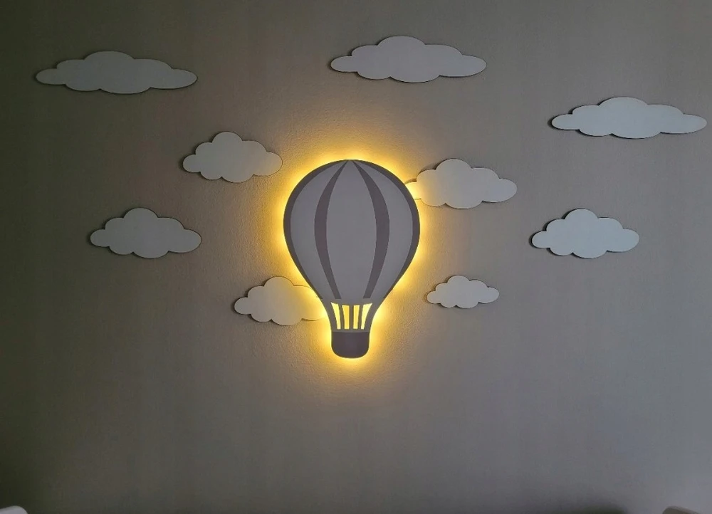 Bez Marki Lampka nocna LED balon chmurka w pilka paski