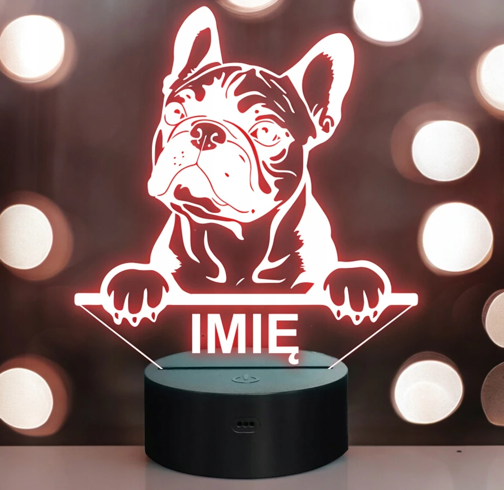 Bez Marki Lampka Nocna LED Buldog francuski Rasa Psa su Imieniem na Prezent v.2