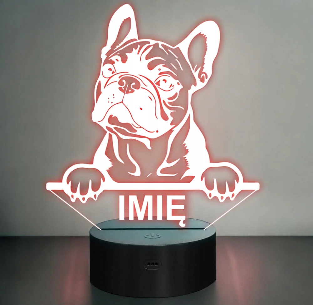 Bez Marki Lampka Nocna LED Buldog francuski Rasa Psa su Imieniem na Prezent v.2
