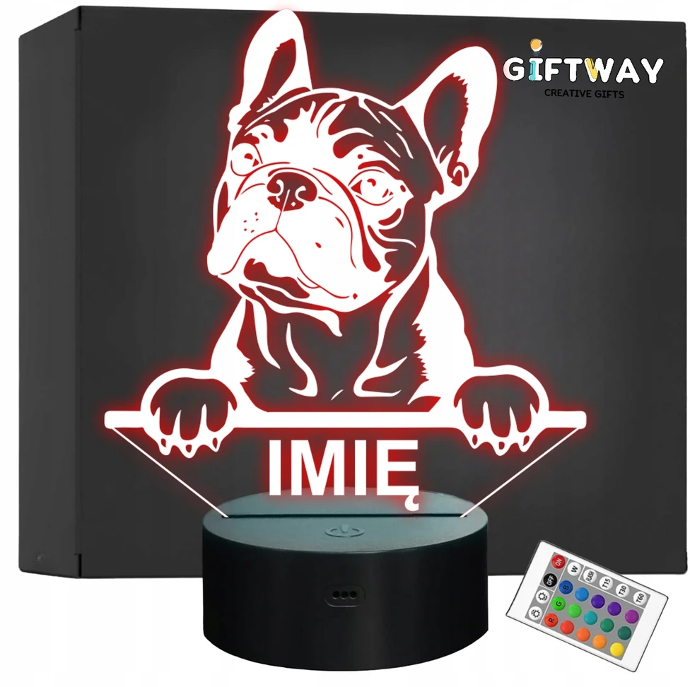 Bez Marki Lampka Nocna LED Buldog francuski Rasa Psa su Imieniem na Prezent v.2