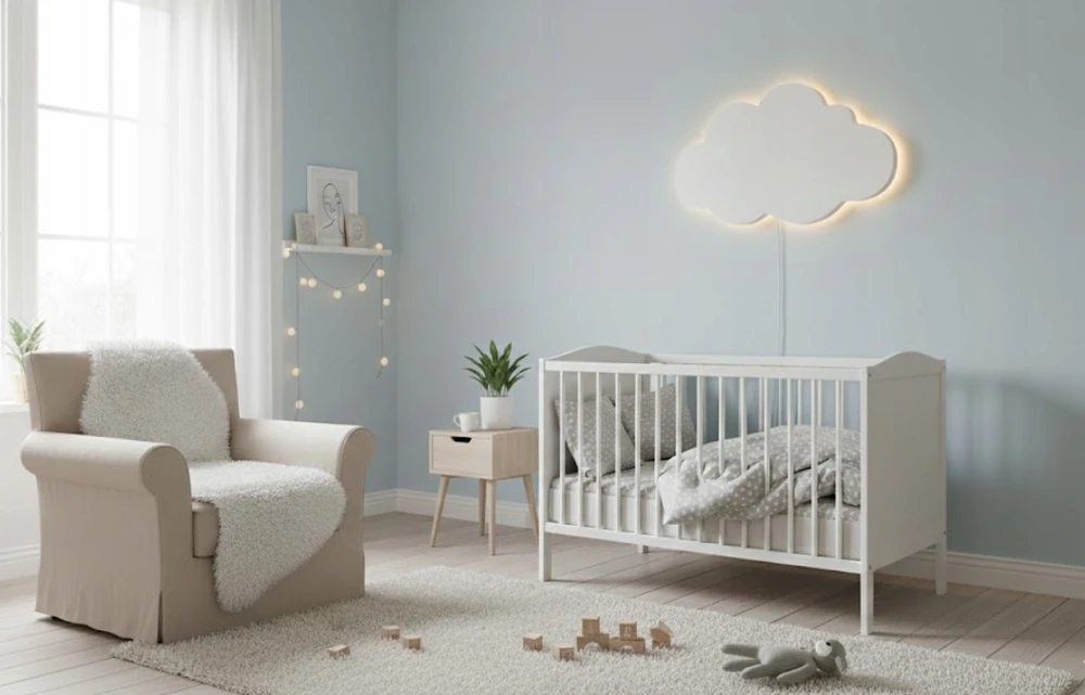 Bez Marki Lampka Nocna LED CHMURKA Biała42cm dla Dzieci XL Ścienna Styl Skandynawski