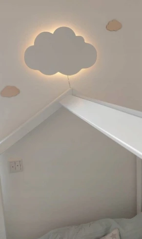 Bez Marki Lampka Nocna LED CHMURKA Biała42cm dla Dzieci XL Ścienna Styl Skandynawski
