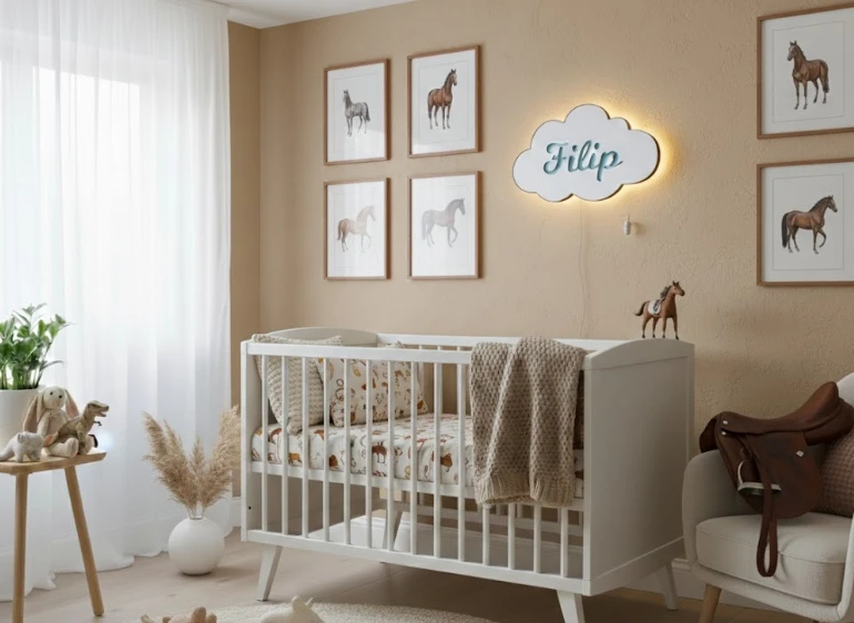 Bez Marki Lampka Nocna LED Chmurka su Imieniem Dziecka Personalizowana Drewniana L