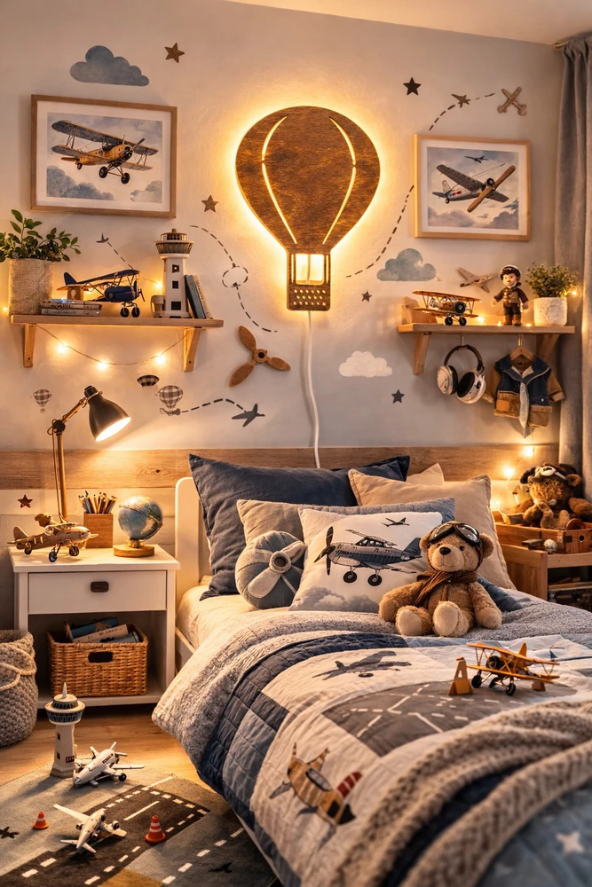 Bez Marki Lampka Nocna LED Dla Dzieci Balon Drewniana Na Ścianę Boho Skandynawska L