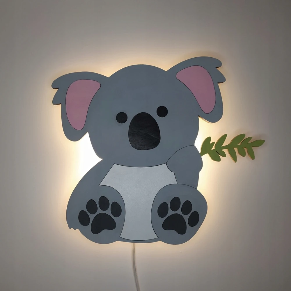 Bez Marki Lampka Nocna LED Dla Dzieci Koala Drewniana Meškiukas Koala Handmade Eko PrezentL