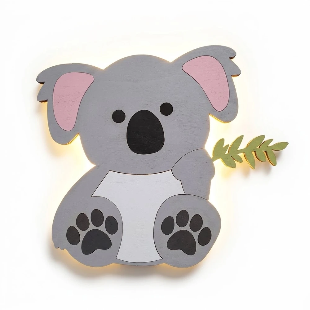 Bez Marki Lampka Nocna LED Dla Dzieci Koala Drewniana Meškiukas Koala Handmade Eko PrezentL