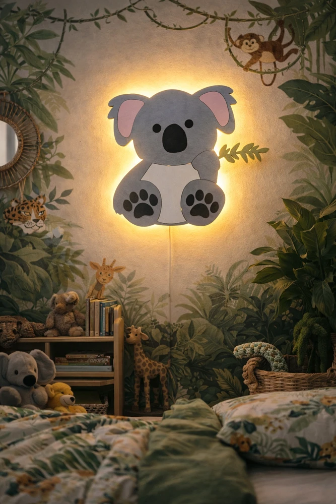 Bez Marki Lampka Nocna LED Dla Dzieci Koala Drewniana Meškiukas Koala Handmade Eko PrezentL