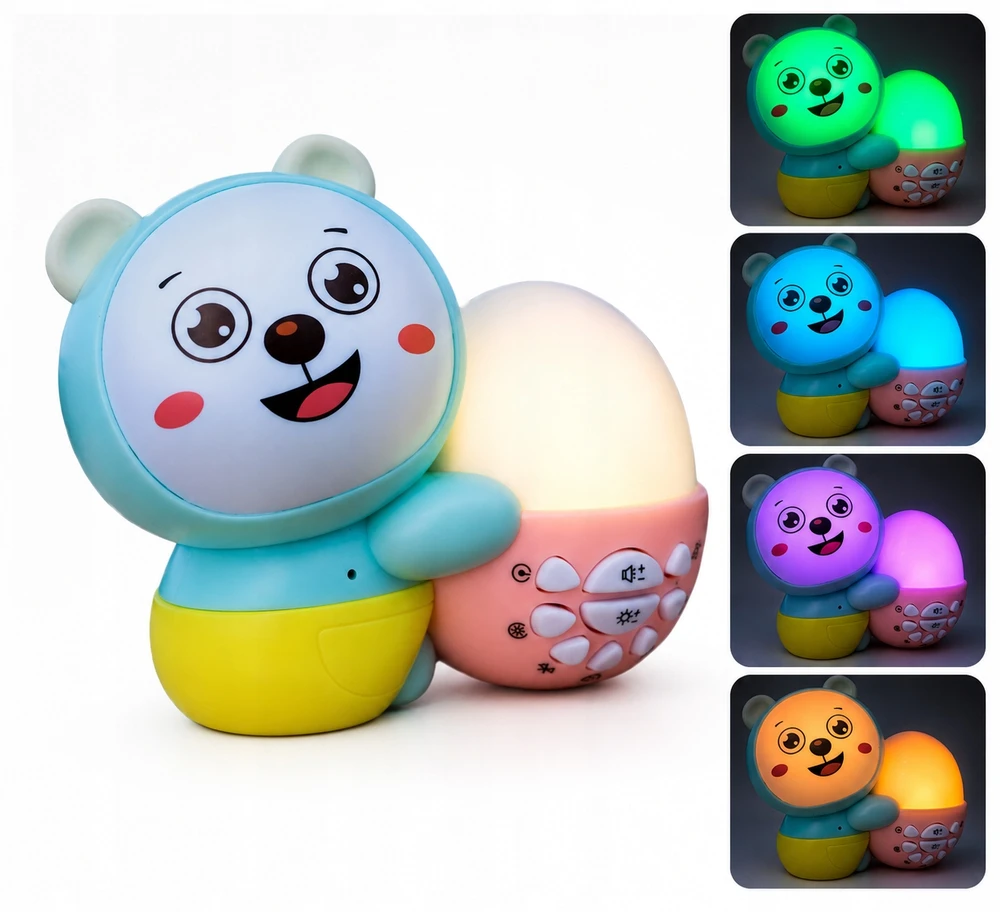 Bez Marki Lampka Nocna LED dla Dzieci RGB Bluetooth – Melodie, Timer, Akumuliatorius USB