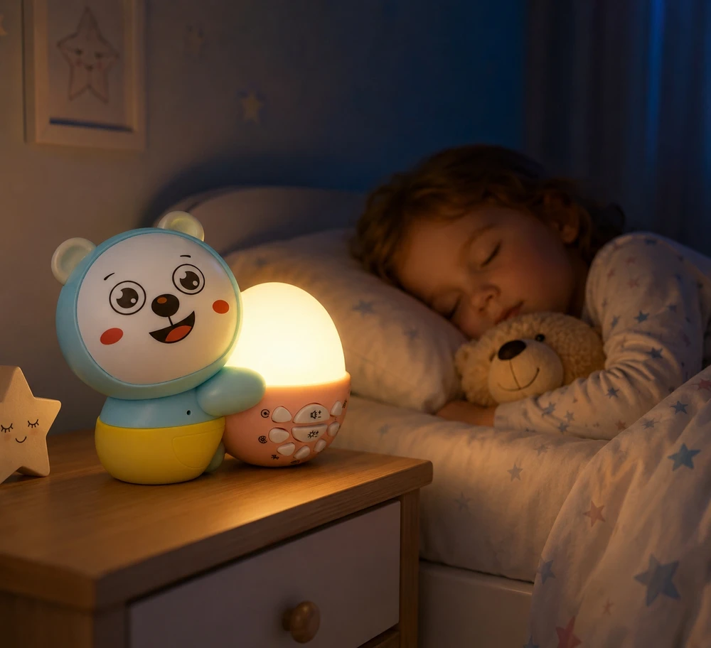 Bez Marki Lampka Nocna LED dla Dzieci RGB Bluetooth – Melodie, Timer, Akumuliatorius USB