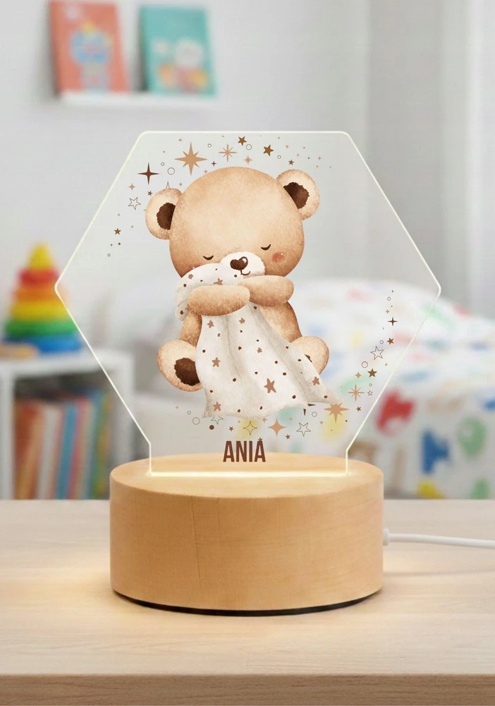 Bez Marki Lampka Nocna Led, dla dziecka + Imię, personalizowana plexi , prezent