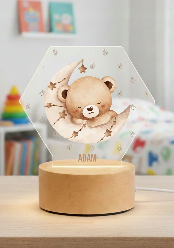 Bez Marki Lampka Nocna Led, dla dziecka + Imię, personalizowana plexi , prezent
