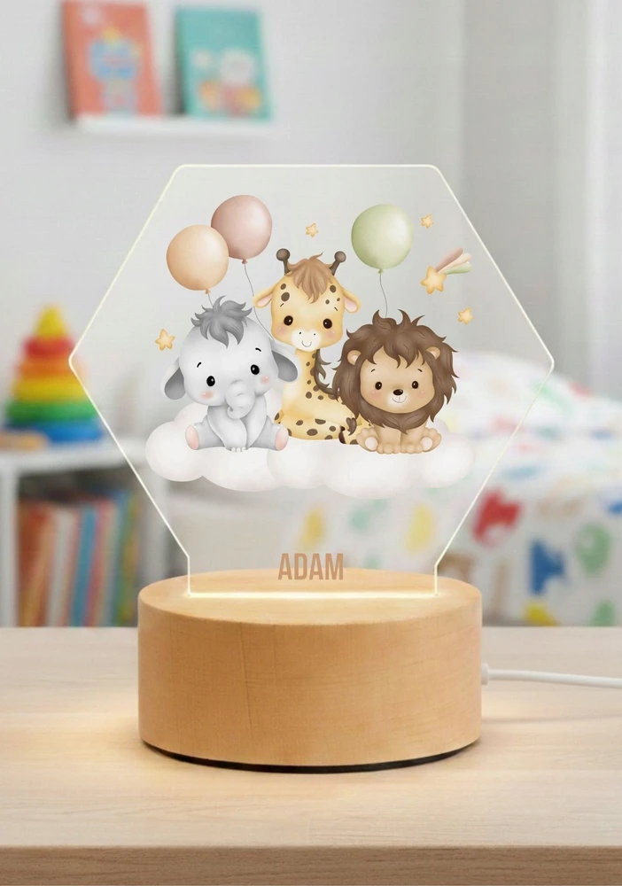 Bez Marki Lampka Nocna Led, dla dziecka + Imię, personalizowana plexi , prezent
