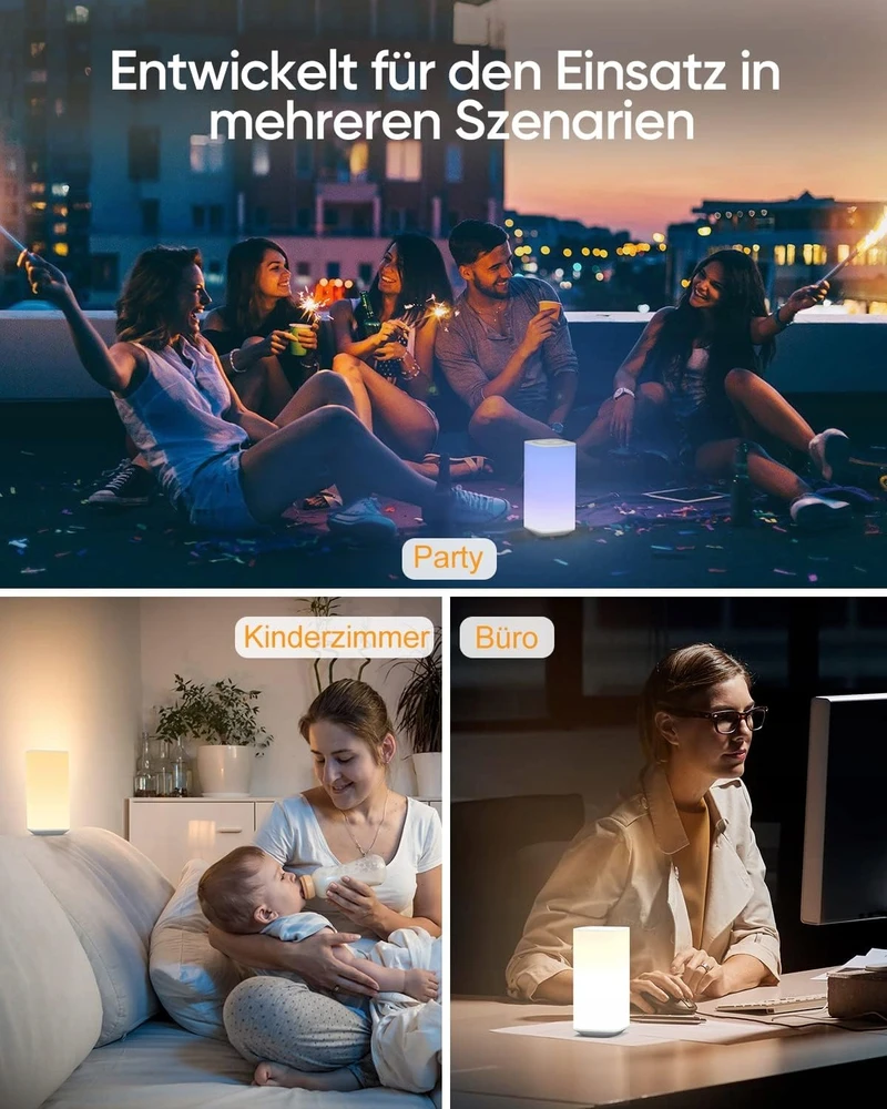 Bez Marki Lampka nocna LED do sypialni bezprzewodowa regulacja jasności wielokolorowa