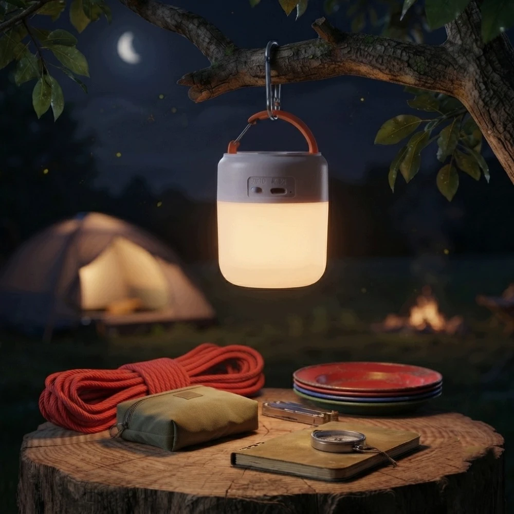 Bez Marki Lampka Nocna LED Dotykowa 3 Barwy Światła Regulacja Jasności USB-C Camping