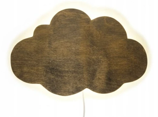 Bez Marki Lampka Nocna LED Drewniana CHMURKA Brązowa Palisander Boho Skandynawski