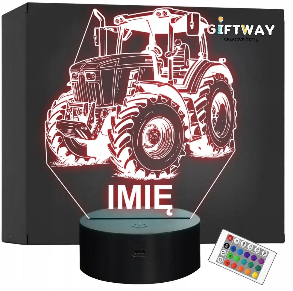 Bez Marki Lampka Nocna LED Imię Statuetka Traktor Rolnik na Prezent Grawer v.1