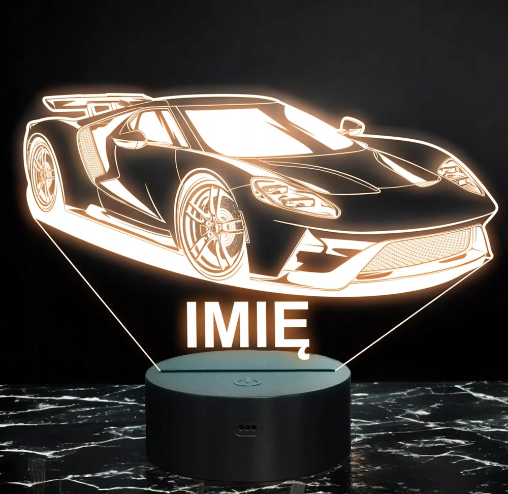 Bez Marki Lampka Nocna LED Imię Statuetka Samochód Auto Sportowe Prezent Grawer v.2
