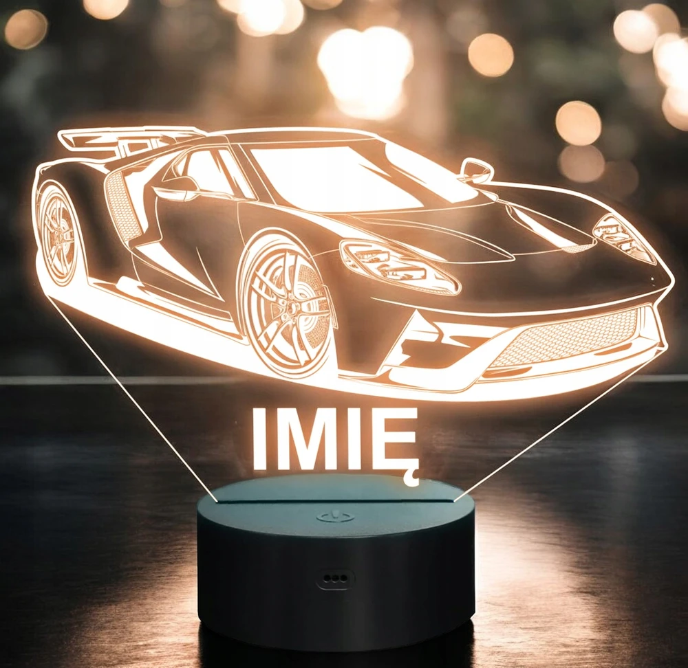 Bez Marki Lampka Nocna LED Imię Statuetka Samochód Auto Sportowe Prezent Grawer v.2