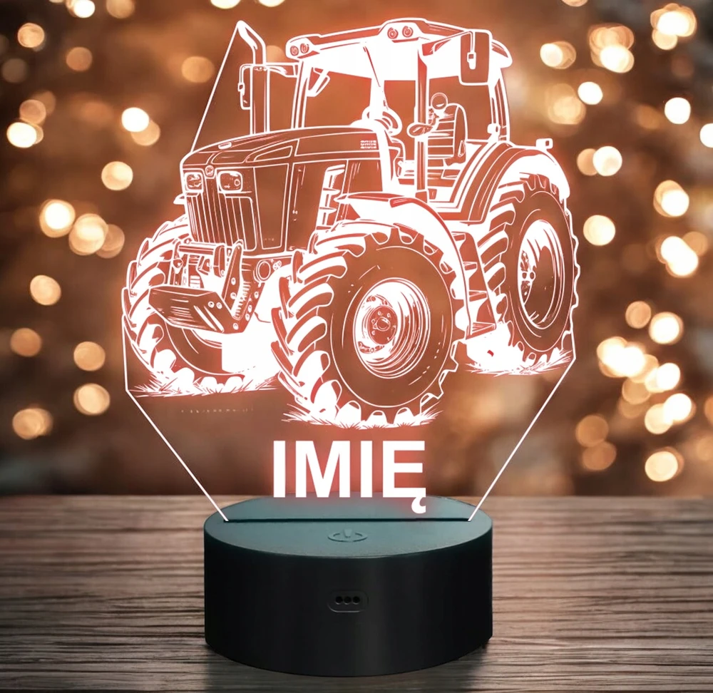 Bez Marki Lampka Nocna LED Imię Statuetka Traktor Rolnik na Prezent Grawer v.1
