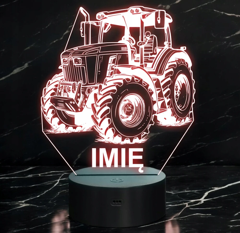 Bez Marki Lampka Nocna LED Imię Statuetka Traktor Rolnik na Prezent Grawer v.1