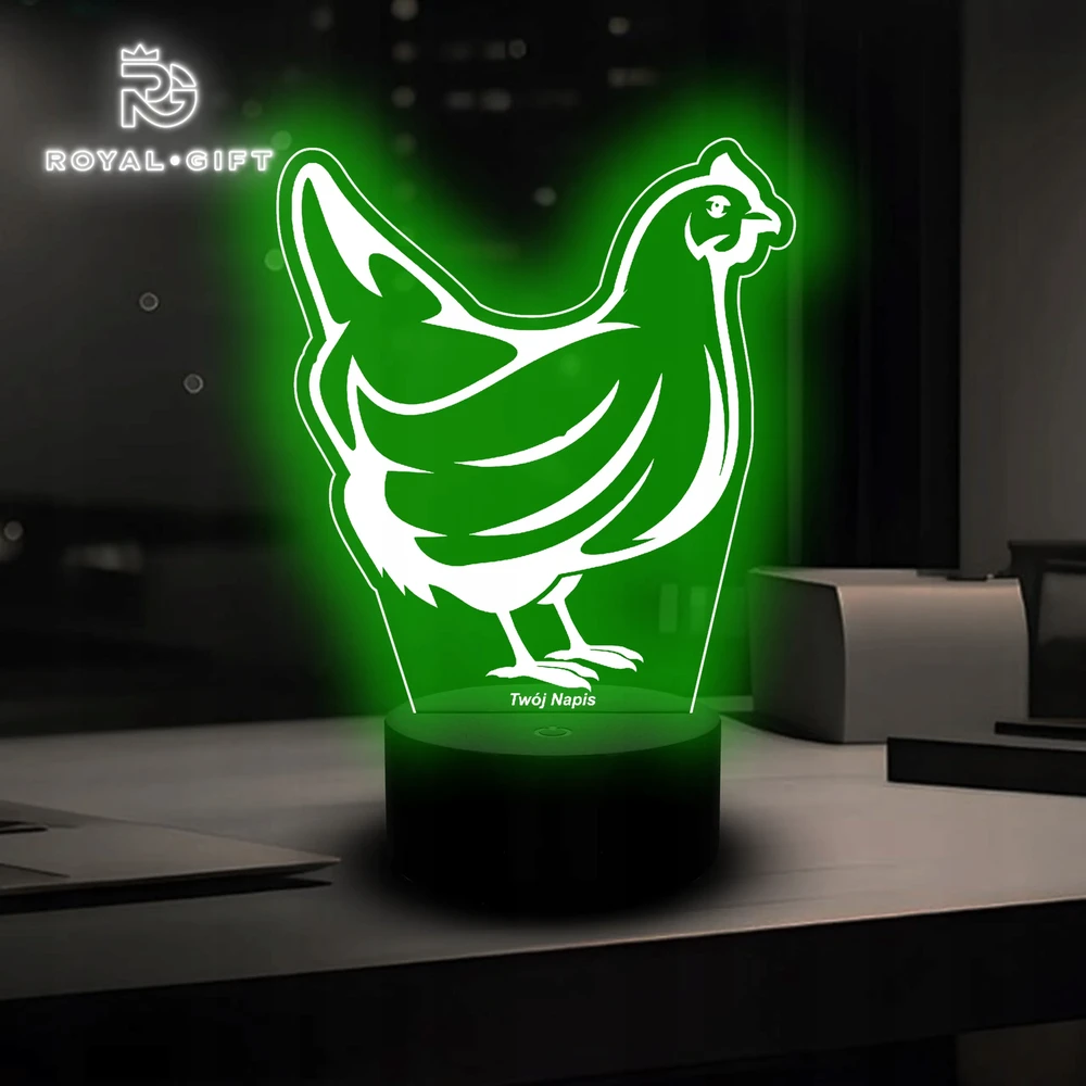 Bez Marki Lampka Nocna Led na Usb Statuetka 3D dla Rolnika Prezent Kogut Kura Imię
