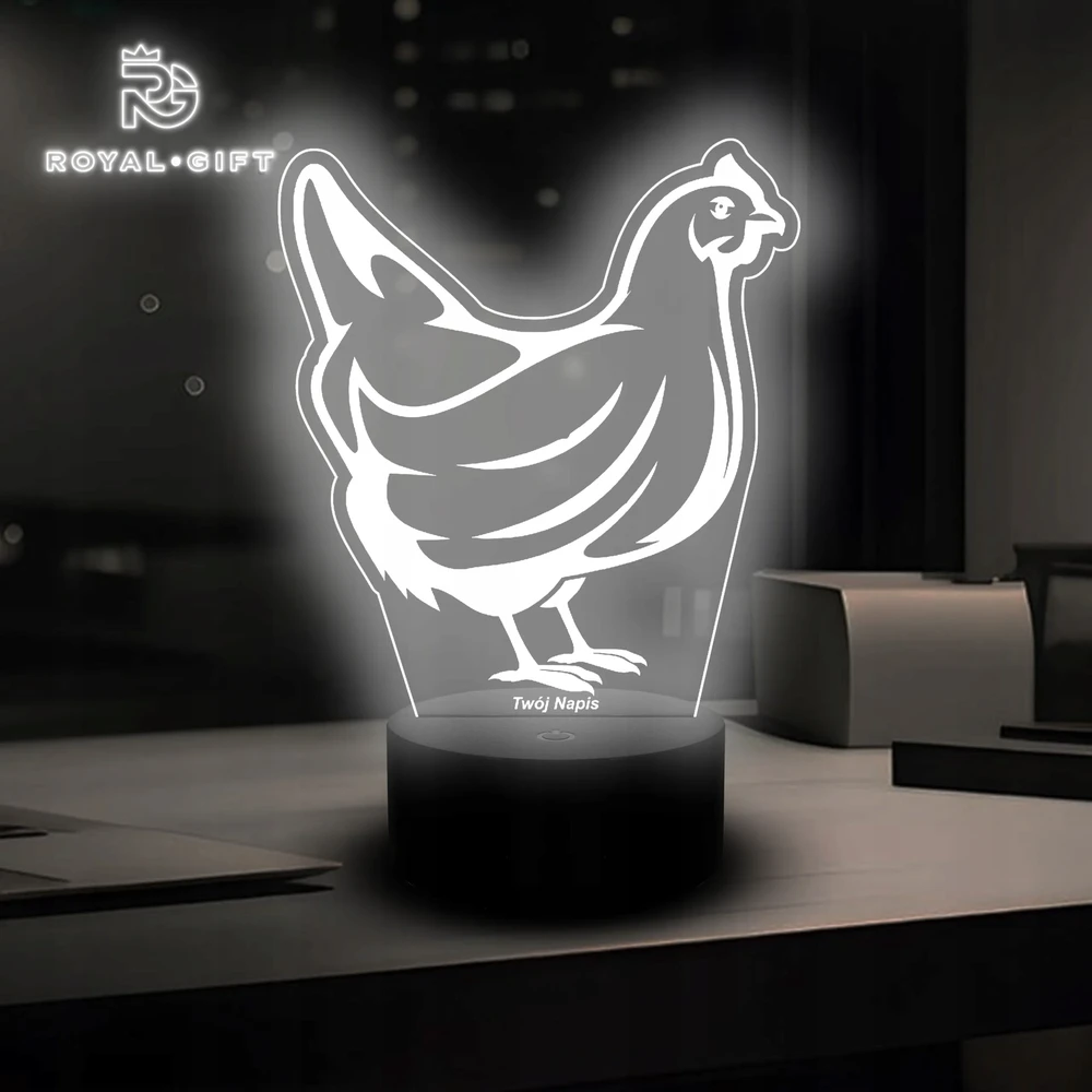 Bez Marki Lampka Nocna Led na Usb Statuetka 3D dla Rolnika Prezent Kogut Kura Imię