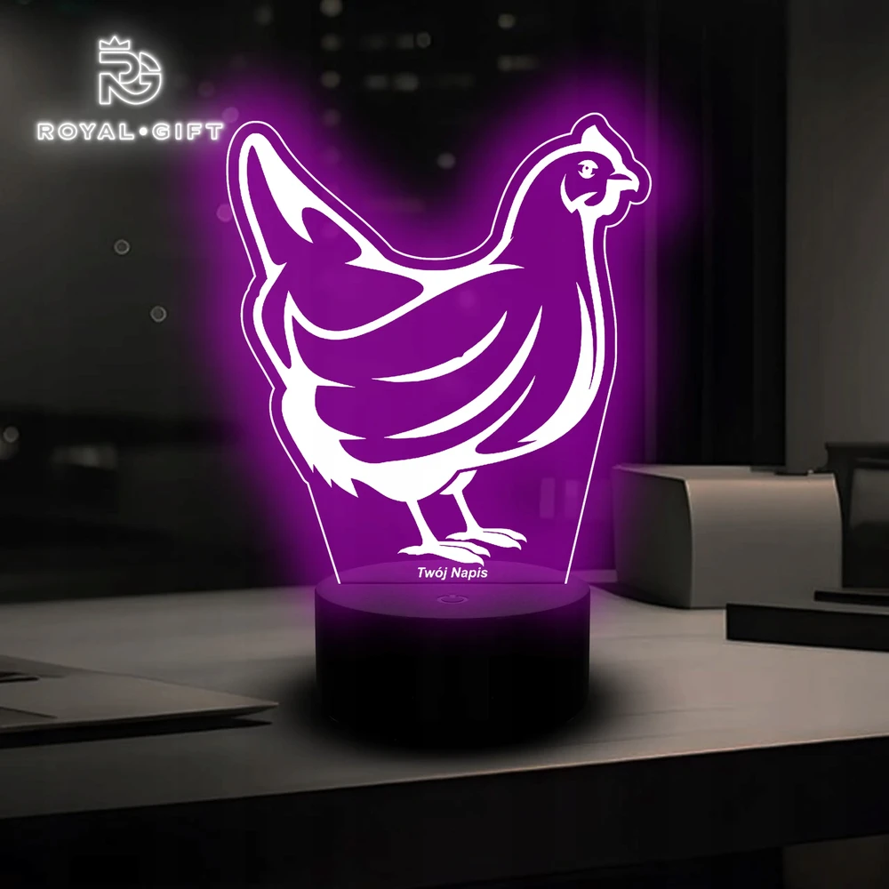 Bez Marki Lampka Nocna Led na Usb Statuetka 3D dla Rolnika Prezent Kogut Kura Imię