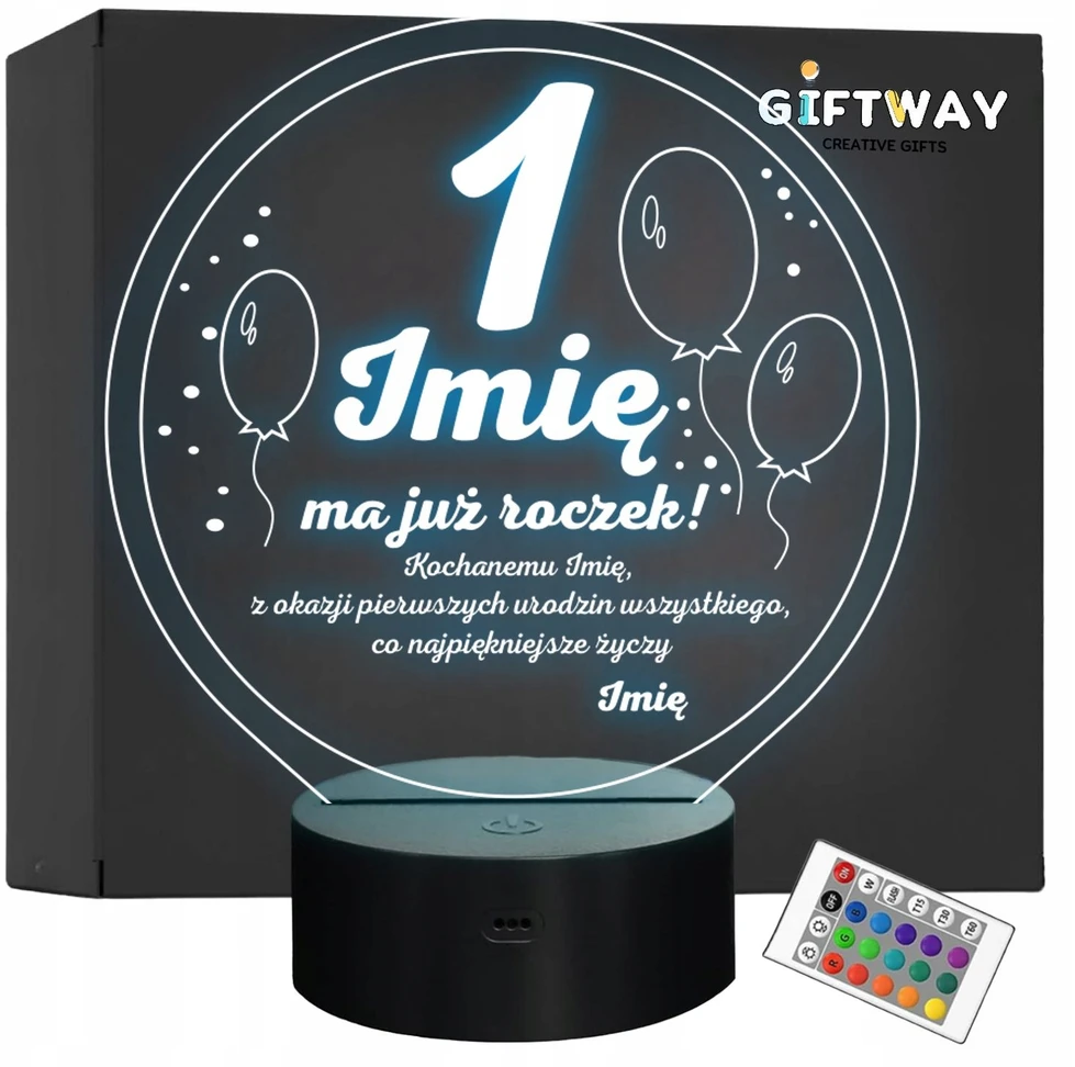 Bez Marki Lampka Nocna LED Pamiątka na Roczek Dziecka Urodziny na Prezent Grawer