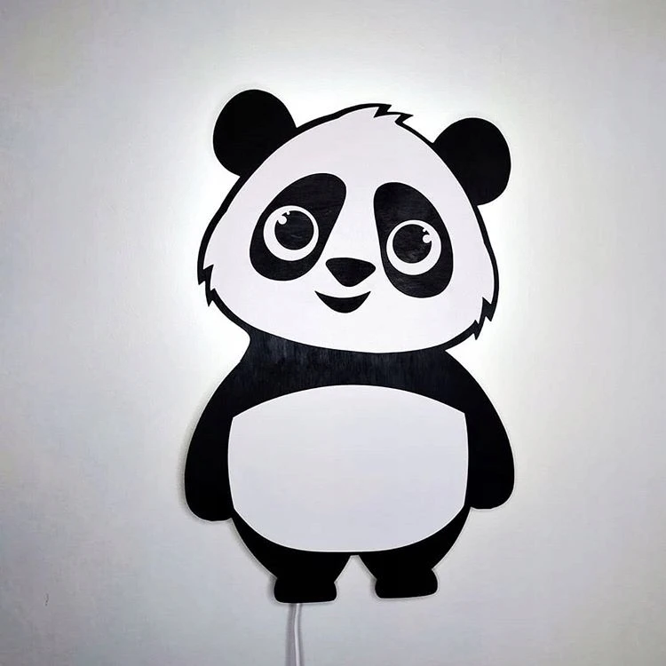 Bez Marki Lampka Nocna LED Panda Drewniana Dla Dzieci Misiek Do Pokoju Dziecka Eko L