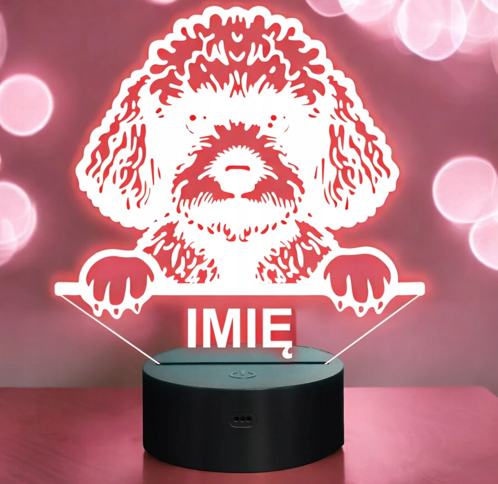 Bez Marki Lampka Nocna LED Pudel Rasa Psa su Imieniem na Prezent v.2