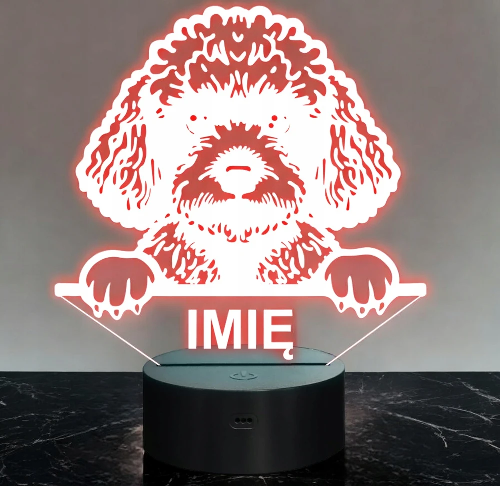 Bez Marki Lampka Nocna LED Pudel Rasa Psa su Imieniem na Prezent v.2