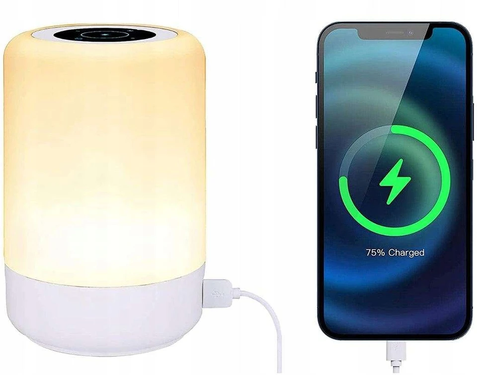 Bez Marki Lampka nocna LED RGB dotykowa 4x USB Taipow S400 7 kolorów biurkowa