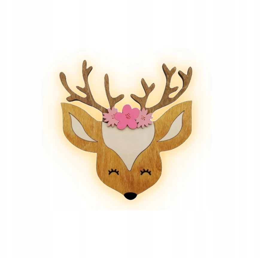 Bez Marki Lampka Nocna LED Sarenka Bambi Drewniana Dla Dzieci Pokój Dziewczynki Eko L