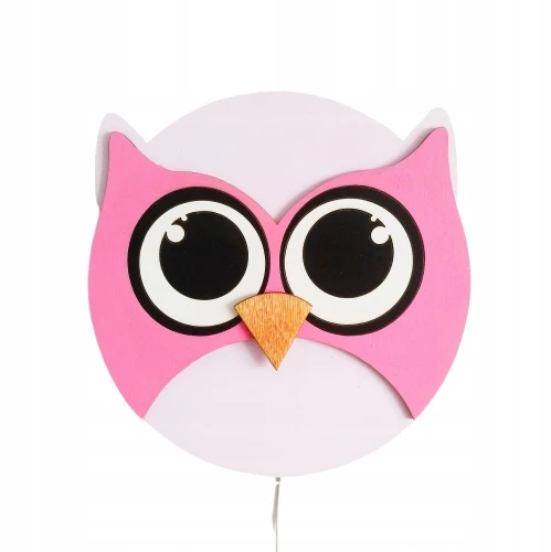 Bez Marki Lampka Nocna LED SOWA Różowa Drewniana L Dla Dziewczynki Personalizowana