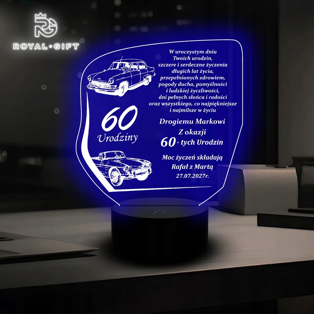 Bez Marki Lampka Nocna Led Statuetka Jubileusz Urodziny Prezent na Rocznicę 50 40 25