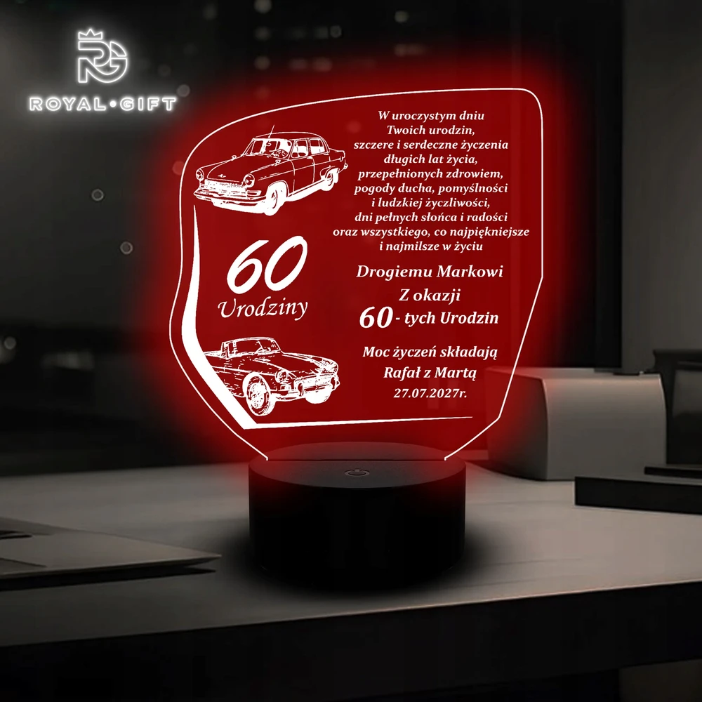 Bez Marki Lampka Nocna Led Statuetka Jubileusz Urodziny Prezent na Rocznicę 50 40 25