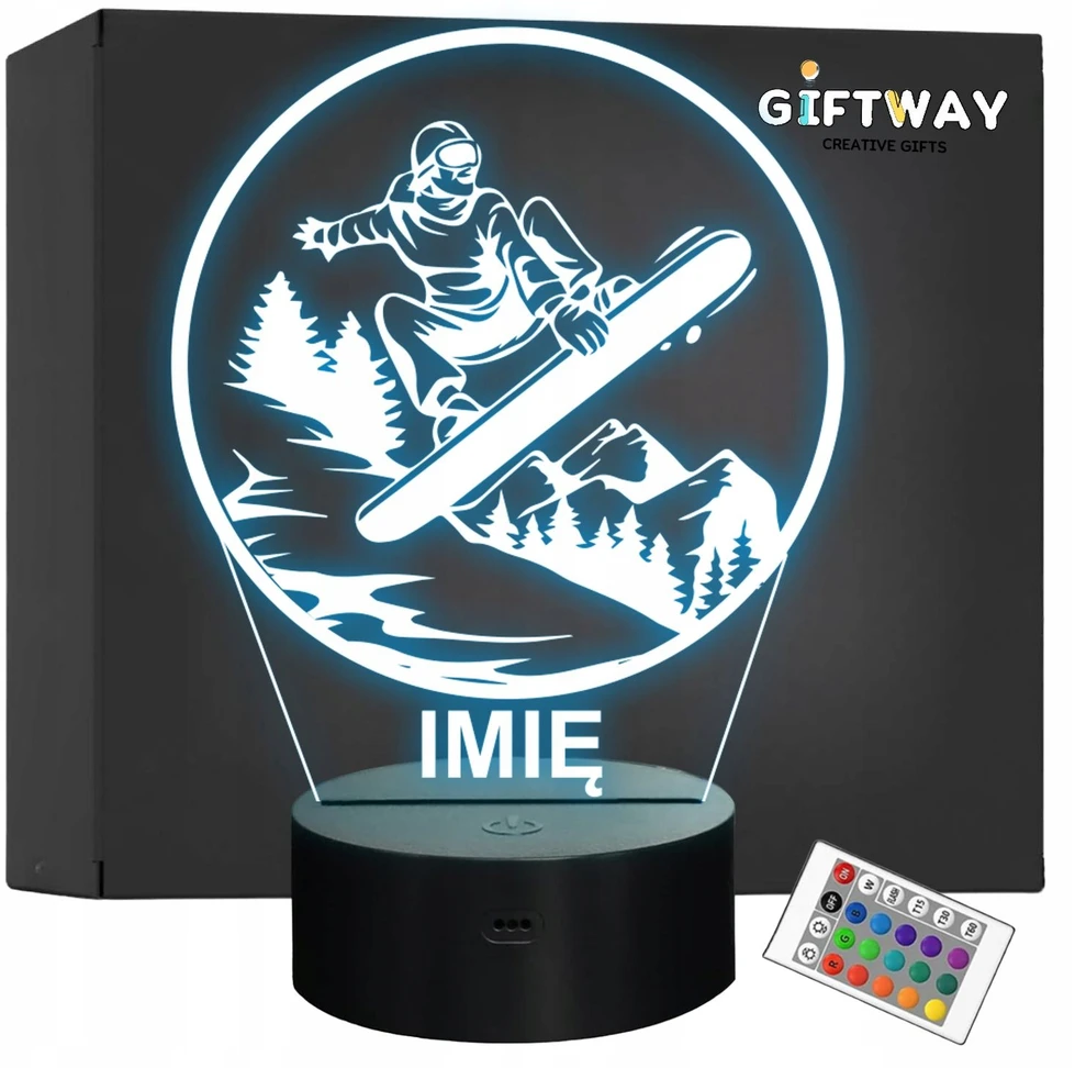 Bez Marki Lampka Nocna LED Statuetka Sporty Zimowe Snowboard na Prezent Grawer v.3