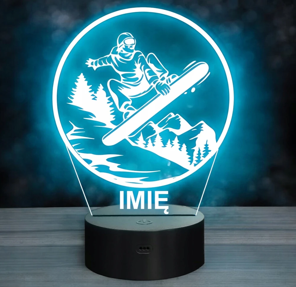 Bez Marki Lampka Nocna LED Statuetka Sporty Zimowe Snowboard na Prezent Grawer v.3